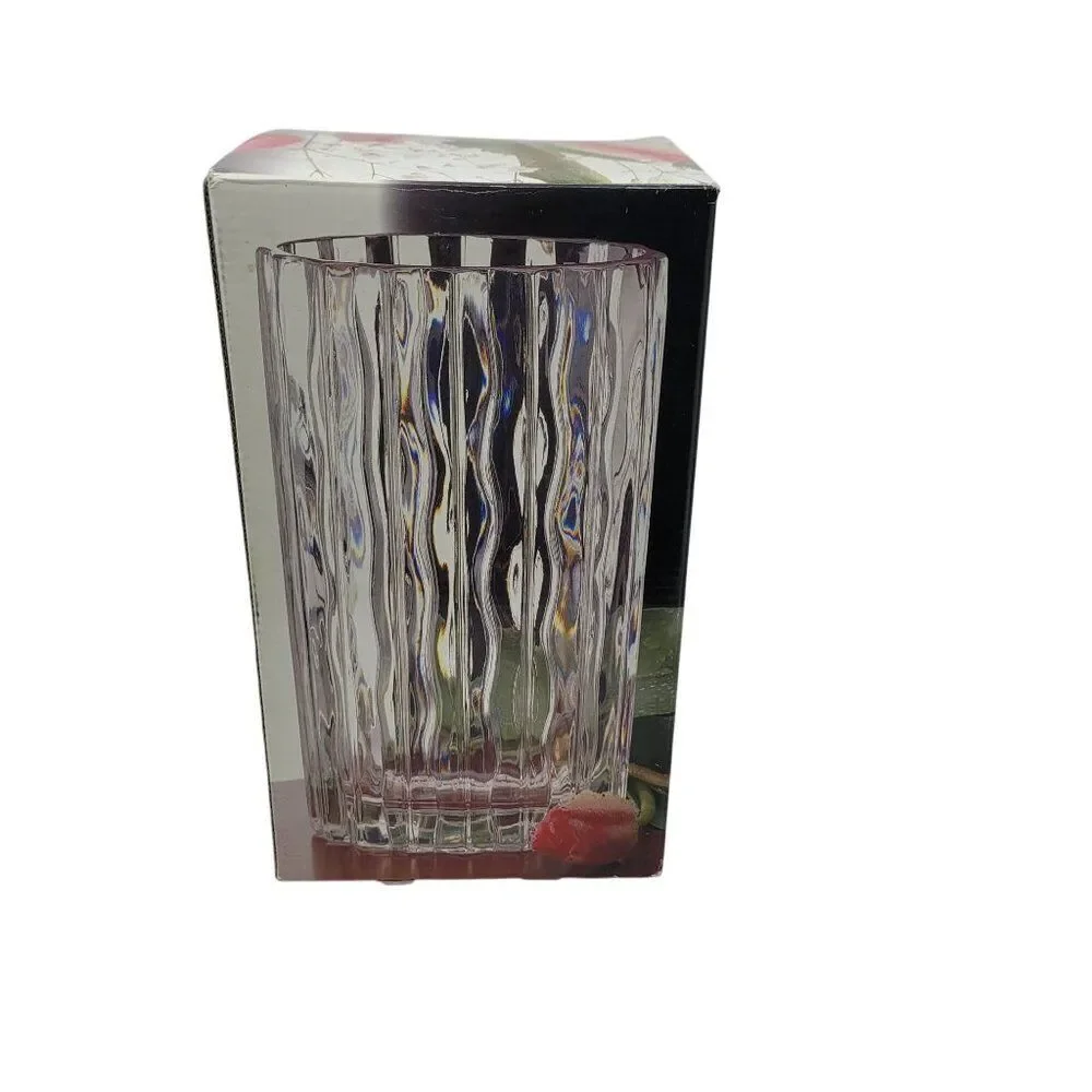 Vintage 70s Studio Nova Crystal‎ Vase Ripple Wave Heavyweight Glass 8 1/2"  Gift - Picture 3 of 15
